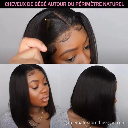 Cheap Raw Indian Virgin Human Hair Hd Full Lace Forntal Bob Wigs Natural Human Hair Transparent Lace Front Wig For Black Women